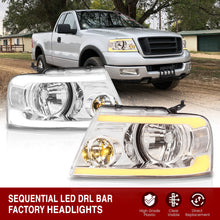 Load image into Gallery viewer, Ford F150 2004-2008 / Lincoln Mark LT 2005-2008 LED DRL Bar Factory Style Headlights Chrome Housing Clear Len Clear Reflector Sequential