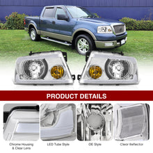 Load image into Gallery viewer, Ford F150 2004-2008 / Lincoln Mark LT 2005-2008 LED DRL Bar Factory Style Headlights Chrome Housing Clear Len Clear Reflector Sequential