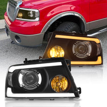 Load image into Gallery viewer, Ford F150 2004-2008 LED DRL Bar Projector Headlights Black Housing Clear Len Clear Reflector Sequential