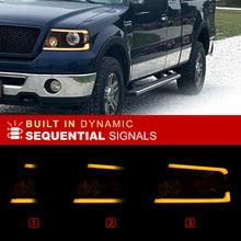 Load image into Gallery viewer, Ford F150 2004-2008 LED DRL Bar Projector Headlights Black Housing Clear Len Clear Reflector Sequential