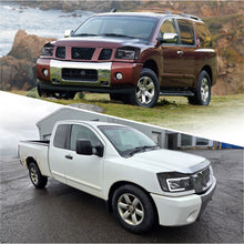 Load image into Gallery viewer, Nissan Titan 2004-2015 / Armada 2004-2007 LED DRL Bar Factory Style Headlights Black Housing Clear Len Clear Reflector Sequential