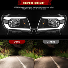 Load image into Gallery viewer, Toyota Tacoma 2005-2011 LED DRL Bar Factory Style Headlights Black Housing Clear Len Clear Reflector Sequential