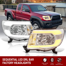 Load image into Gallery viewer, Toyota Tacoma 2005-2011 LED DRL Bar Factory Style Headlights Chrome Housing Clear Len Clear Reflector Sequential