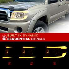Load image into Gallery viewer, Toyota Tacoma 2005-2011 LED DRL Bar Factory Style Headlights Chrome Housing Clear Len Clear Reflector Sequential