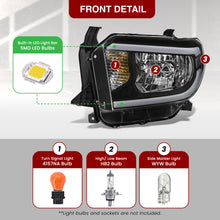 Load image into Gallery viewer, Toyota Tundra 2014-2021 LED DRL Bar Factory Style Headlights Black Housing Clear Len Clear Reflector (Halogen Models Only) Sequential