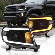 Load image into Gallery viewer, Toyota Tacoma 2005-2011 LED DRL Bar Projector Headlights Black Housing Clear Len Clear Reflector Sequential