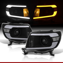 Load image into Gallery viewer, Toyota Tacoma 2005-2011 LED DRL Bar Projector Headlights Black Housing Clear Len Clear Reflector Sequential