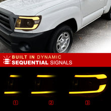 Load image into Gallery viewer, Toyota Tacoma 2005-2011 LED DRL Bar Projector Headlights Black Housing Clear Len Clear Reflector Sequential