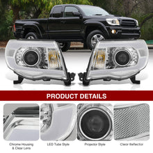 Load image into Gallery viewer, Toyota Tacoma 2005-2011 LED DRL Bar Projector Headlights Chrome Housing Clear Len Clear Reflector Sequential