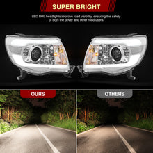 Load image into Gallery viewer, Toyota Tacoma 2005-2011 LED DRL Bar Projector Headlights Chrome Housing Clear Len Clear Reflector Sequential