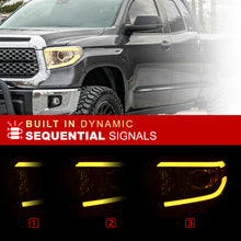 Load image into Gallery viewer, Toyota Tundra 2014-2021 LED DRL Bar Projector Headlights Chrome Housing Clear Len Clear Reflector (Halogen Models Only) Sequential Only fits model WITH LED DRL AND LEVEL ADJUSTER