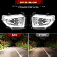 Load image into Gallery viewer, Toyota Tundra 2014-2021 LED DRL Bar Projector Headlights Chrome Housing Clear Len Clear Reflector (Halogen Models Only) Sequential Only fits model WITH LED DRL AND LEVEL ADJUSTER
