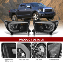 Load image into Gallery viewer, Toyota Tundra 2007-2013 / Sequoia 2008-2017 LED DRL Bar Factory Style Headlights Black Housing Clear Len Clear Reflector Sequential
