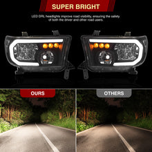 Load image into Gallery viewer, Toyota Tundra 2007-2013 / Sequoia 2008-2017 LED DRL Bar Factory Style Headlights Black Housing Clear Len Clear Reflector Sequential
