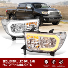 Load image into Gallery viewer, Toyota Tundra 2007-2013 / Sequoia 2008-2017 LED DRL Bar Factory Style Headlights Chrome Housing Clear Len Clear Reflector Sequential