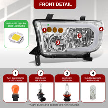 Load image into Gallery viewer, Toyota Tundra 2007-2013 / Sequoia 2008-2017 LED DRL Bar Factory Style Headlights Chrome Housing Clear Len Clear Reflector Sequential