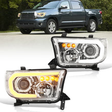 Load image into Gallery viewer, Toyota Tundra 2007-2013 / Sequoia 2008-2017 LED DRL Bar Projector Headlights Chrome Housing Clear Len Clear Reflector Sequential