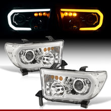 Load image into Gallery viewer, Toyota Tundra 2007-2013 / Sequoia 2008-2017 LED DRL Bar Projector Headlights Chrome Housing Clear Len Clear Reflector Sequential