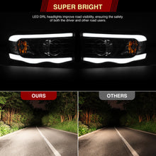 Load image into Gallery viewer, Dodge Ram 1500 2002-2005 / Ram 2500 3500 2003-2005 LED DRL Bar Projector Headlights Black Housing Clear Len Clear Reflector Sequential