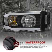 Load image into Gallery viewer, Dodge Ram 1500 2002-2005 / Ram 2500 3500 2003-2005 LED DRL Bar Factory Style Headlights Black Housing Clear Len Clear Reflector Sequential