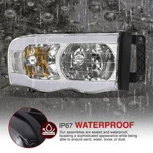 Load image into Gallery viewer, Dodge Ram 1500 2002-2005 / Ram 2500 3500 2003-2005 LED DRL Bar Factory Style Headlights Chrome Housing Clear Len Clear Reflector Sequential