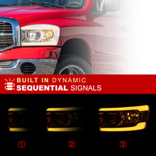 Load image into Gallery viewer, Dodge Ram 1500 2006-2008 / Ram 2500 3500 2006-2009 LED DRL Bar Factory Style Headlights Chrome Housing Clear Len Clear Reflector Sequential