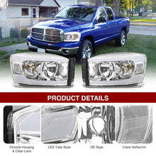 Load image into Gallery viewer, Dodge Ram 1500 2006-2008 / Ram 2500 3500 2006-2009 LED DRL Bar Factory Style Headlights Chrome Housing Clear Len Clear Reflector Sequential