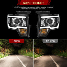 Load image into Gallery viewer, Ford F150 2009-2014 LED DRL Bar Projector Headlights Black Housing Clear Len Clear Reflector (Halogen Models Only) Sequential