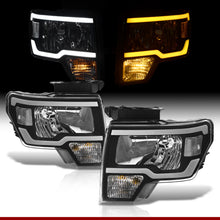 Load image into Gallery viewer, Ford F150 2009-2014 LED DRL Bar Factory Style Headlights Black Housing Clear Len Clear Reflector (Halogen Models Only) Sequential