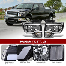 Load image into Gallery viewer, Ford F150 2009-2014 LED DRL Bar Factory Style Headlights Black Housing Clear Len Clear Reflector (Halogen Models Only) Sequential
