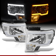 Load image into Gallery viewer, Ford F150 2009-2014 LED DRL Bar Factory Style Headlights Chrome Housing Clear Len Clear Reflector (Halogen Models Only) Sequential