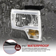 Load image into Gallery viewer, Ford F150 2009-2014 LED DRL Bar Factory Style Headlights Chrome Housing Clear Len Clear Reflector (Halogen Models Only) Sequential