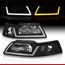 Load image into Gallery viewer, Ford Mustang 1999-2004 LED DRL Bar Factory Style Headlights Black Housing Clear Len Clear Reflector Sequential