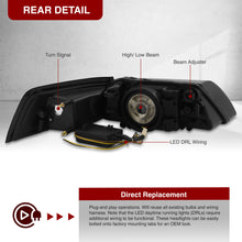 Load image into Gallery viewer, Ford Mustang 1999-2004 LED DRL Bar Factory Style Headlights Black Housing Clear Len Clear Reflector Sequential