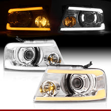 Load image into Gallery viewer, Ford F150 2004-2008 LED DRL Bar Projector Headlights Chrome Housing Clear Len Clear Reflector Sequential