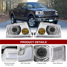 Load image into Gallery viewer, Ford F150 2004-2008 LED DRL Bar Projector Headlights Chrome Housing Clear Len Clear Reflector Sequential
