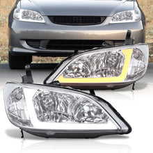 Load image into Gallery viewer, Honda Civic 2004-2005 Factory Style Headlights Chrome Housing Clear Len Clear Reflector Sequential DRL LED