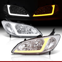 Load image into Gallery viewer, Honda Civic 2004-2005 Factory Style Headlights Chrome Housing Clear Len Clear Reflector Sequential DRL LED