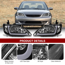 Load image into Gallery viewer, Honda Civic 2004-2005 Factory Style Headlights Chrome Housing Clear Len Clear Reflector Sequential DRL LED