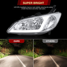 Load image into Gallery viewer, Honda Civic 2004-2005 Factory Style Headlights Chrome Housing Clear Len Clear Reflector Sequential DRL LED