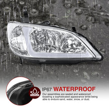 Load image into Gallery viewer, Honda Civic 2004-2005 Factory Style Headlights Chrome Housing Clear Len Clear Reflector Sequential DRL LED