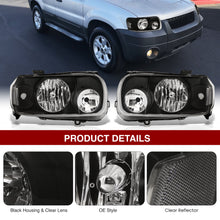 Load image into Gallery viewer, Ford Escape 2005-2007 Headlight Black Housing Clear Lens Reflector