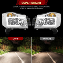 Load image into Gallery viewer, Nissan Titan 2004-2015 / Armada 2004-2007 LED DRL Bar Factory Style Headlights Chrome Housing Clear Len Clear Reflector Sequential