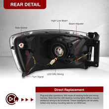 Load image into Gallery viewer, Dodge Ram 1500 2006-2008 / Ram 2500 3500 2006-2009 LED DRL Bar Factory Style Headlights Black Housing Clear Len Clear Reflector Sequential