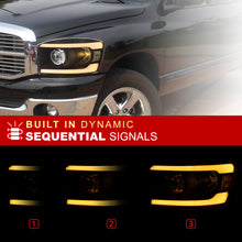 Load image into Gallery viewer, Dodge Ram 1500 2006-2008 / Ram 2500 3500 2006-2009 LED DRL Bar Projector Headlights Black Housing Clear Len Clear Reflector Sequential