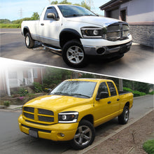 Load image into Gallery viewer, Dodge Ram 1500 2006-2008 / Ram 2500 3500 2006-2009 LED DRL Bar Projector Headlights Black Housing Clear Len Clear Reflector Sequential