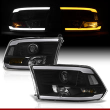 Load image into Gallery viewer, Dodge Ram 1500 2009-2018 / Ram 2500 3500 2010-2018 LED DRL Bar Projector Headlights Black Housing Clear Len Clear Reflector (Dual / Quad Models Headlamps Only) Sequential