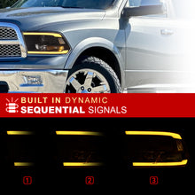 Load image into Gallery viewer, Dodge Ram 1500 2009-2018 / Ram 2500 3500 2010-2018 LED DRL Bar Projector Headlights Black Housing Clear Len Clear Reflector (Dual / Quad Models Headlamps Only) Sequential