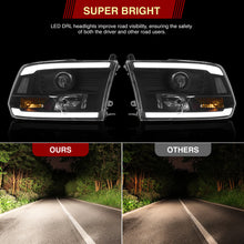 Load image into Gallery viewer, Dodge Ram 1500 2009-2018 / Ram 2500 3500 2010-2018 LED DRL Bar Projector Headlights Black Housing Clear Len Clear Reflector (Dual / Quad Models Headlamps Only) Sequential