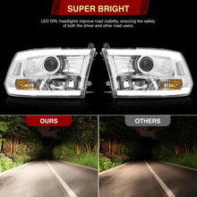 Load image into Gallery viewer, Dodge Ram 1500 2009-2018 / Ram 2500 3500 2010-2018 LED DRL Bar Projector Headlights Chrome Housing Clear Len Clear Reflector (Dual / Quad Models Headlamps Only) Sequential